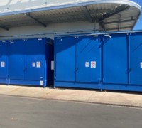 Artikel Nr.: 29869<br><br> 2000 l Explosionsgeschütztes Gefahrstofflager , Chemikalienlager, Lagercontainer mit Auffangwanne<br><br>Denios AG<br><br>
