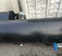 Artikel Nr.: 30151<br><br> 1.8 m³ gebrauchter Kunststoff/Plastik-Rundbehälter mit Stoffschieber / Speichertank<br><br>Weber Kunststofftechnik<br><br>